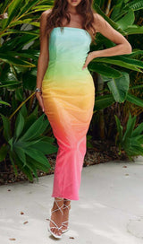 STRAPLESS SEQUIN OMBRE MAXI DRESS IN MULTI-COLOR DRESS styleofcb 